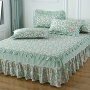 纯棉床裙式床罩单件夏季花边，保护防尘罩全棉，床单防滑床套四季通用