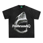 FNI COOPER美式复古T恤男女同款大白鲨印花重磅320g圆领夏季