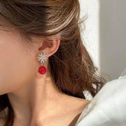 s925银针韩版气质珍珠，耳环时尚雪花耳坠，耳饰耳钉2020潮