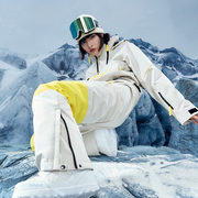 2023雪季专业连体滑雪服男女防水夹棉单板宽松撞色滑雪衣裤