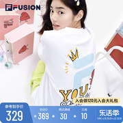 FILA FUSION斐乐潮牌短袖T恤男女印花舒适纯棉宽松圆领情侣款上衣