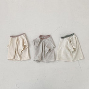 2023韩版婴儿休闲条纹短袖，t恤男女宝宝，中性半袖上衣打底衫休闲