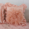 蕾丝方形抱枕套粉红色靠垫，欧式家居沙发，不含芯汽车柔软靠枕套