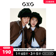 GXG奥莱 22年男装焦糖色廓形长款西装领风衣 秋季复古系列
