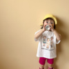 儿童服装男童T恤女童夏装短袖宝宝白色数码印花上衣韩国童装