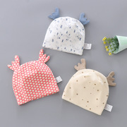 婴儿帽子春秋款0-3个月新生儿胎帽双层卡通造型帽子初生儿护头帽