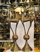 巴基斯坦传统手工艺品铜器铜雕动物42英寸情侣梅花鹿家居摆件进口