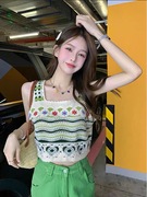 韩系设计钩花镂空吊带，罩衫小清新夏季少女，外穿甜美针织背心上衣
