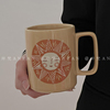 创意个性双面太阳图案马克杯高颜值设计ins风办公室喝水杯咖啡杯