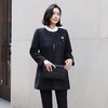 韩国妈妈装正装外套2024春季高端中老年女装，钉珠黑色夹克ouc5032