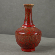 清代豇豆红釉长颈瓶文玩，古董瓷器收藏真品，客厅办公室花瓶装饰摆件