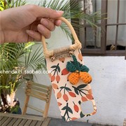 原创iphonex手工ins复古碎花手提斜跨手机壳适用苹果13promax