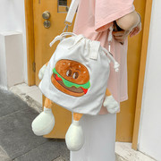 可爱包包女夏天日系汉堡帆布包，ins韩风少女，斜挎包便当手提水桶包