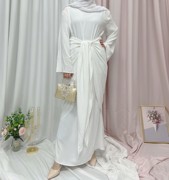 阿拉伯迪拜服装马来西亚纯色套装连衣裙女Dubai dress set women