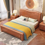 实木床1.8米双人床主卧婚床1.5m成人单人床小户型气压高箱储物床