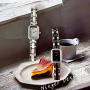 小香家陶瓷方形经典镶钻手表白瓷，黑瓷复古女士腕表闺蜜定制手表