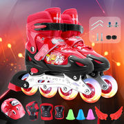 男童溜冰鞋可调5-7-9-11-13岁闪光直排轮滑鞋儿童滑冰鞋初学者