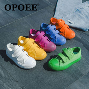 2019opoee儿童帆布鞋糖果色球鞋，男童女童鞋子宝宝，布鞋白色韩版