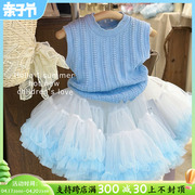 女童tutu裙套装夏季2024小女孩蓬蓬公主，裙兔兔裙搭配无袖上衣