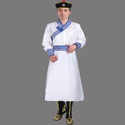 菲奢兰蒙古族服装男夏装，蒙古袍藏族，蒙古族少数民族舞蹈演出服装白