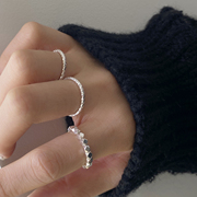 s925纯银戒指女款个性时尚碎银子戒指女ins潮开口设计单圈银指环