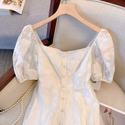 法式蕾丝连衣裙子夏季2024年女装气质小个子短袖高端精致白色