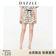 dazzle地素奥莱复古刺绣，花苞腰休闲裤，西装短裤女2d3q1036n