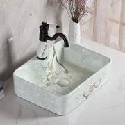 速发陶瓷台上盆方形，轻奢洗脸盆中式台盆浴室，面盆防溅水单盆洗手盆
