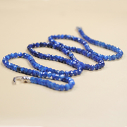 天然蓝色宝石项链女原创设计水晶串珠颈饰双圈锁骨链蓝晶石毛衣链