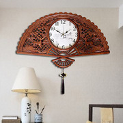 新中式挂钟客厅中国风时钟大号，艺术装饰大厅挂表实木扇形创意钟表