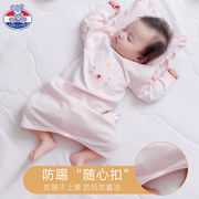a类新生儿睡袋婴儿夏季薄长款睡袍0-3岁宝宝纯棉，长袖睡裙柔软透气