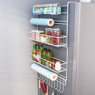不锈钢冰箱置物架侧面收纳架厨房用品大全多层保鲜膜调料侧壁挂架
