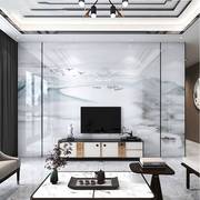 3d新中式电视背景墙壁纸仿大理石山水墙布客厅壁画8D简约现代墙纸