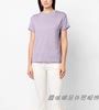 女士外贸紫色卡其色灰色圆领羊绒真丝混纺薄款针织短袖T恤衫