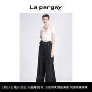 Lapargay纳帕佳春季女装黑白色上衣个性时尚短款套头针织衫潮