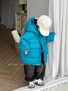 冬季女童纯色工装羽绒服韩版中性，宝宝厚实面包，白鸭绒(白鸭绒)羽绒外套