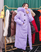 2021年连帽韩版冬季加厚修身大码大毛领中长款羽绒服女装外套