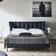 理造北欧简约B&B现代布艺床1.8米双人婚床主卧床齐边小户型肌
