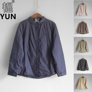 yun韫2023冬季女装，气质翻领单排扣长袖纯色夹棉女衬衫3088