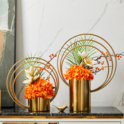 欧式金属电镀花瓶摆件，样板间客厅窗台干花，插花器美式创意轻奢摆件