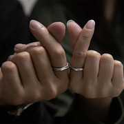 情人节礼物 森系小众设计情侣对戒925纯银戒指一对开口可调节刻字