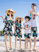 亲子装沙滩夏装一家三四口时尚套装，全家海边度假母女母子连衣裙装
