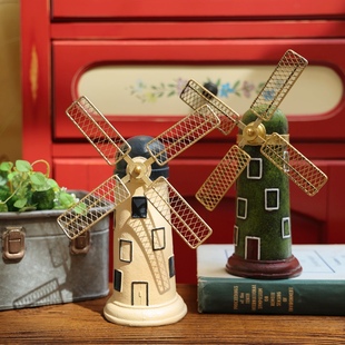 欧式乡村风格创意荷兰复古风车，酒吧咖啡厅客厅书架店铺装饰品摆设