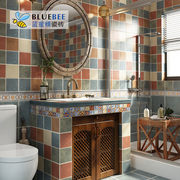 蓝蜜蜂地中海仿古砖300欧式厨房瓷砖美式卫生间墙砖防滑室内地砖