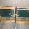幼儿园儿童早教原木黑板柜双面可移动磁性黑板柜子柜式绿板白板柜