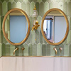 复古法式椭圆形螺纹浴室，镜子壁挂镜装饰镜框，卫生间浴镜金色轻奢
