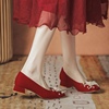 平跟红色婚鞋新娘鞋秀禾鞋，礼服鞋婚纱，两穿粗跟孕妇中式单鞋不累脚