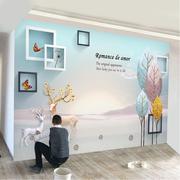 现代北欧风格3d壁布客厅沙发，电视机背景墙8d立体简约墙纸壁画