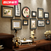 新中式照片墙禅意实木相框，墙组合中国风，客厅沙发背景墙装饰画玄关