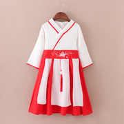女童汉服中国风春秋装，2024儿童古装唐装秋装，裙子女孩超仙长袖